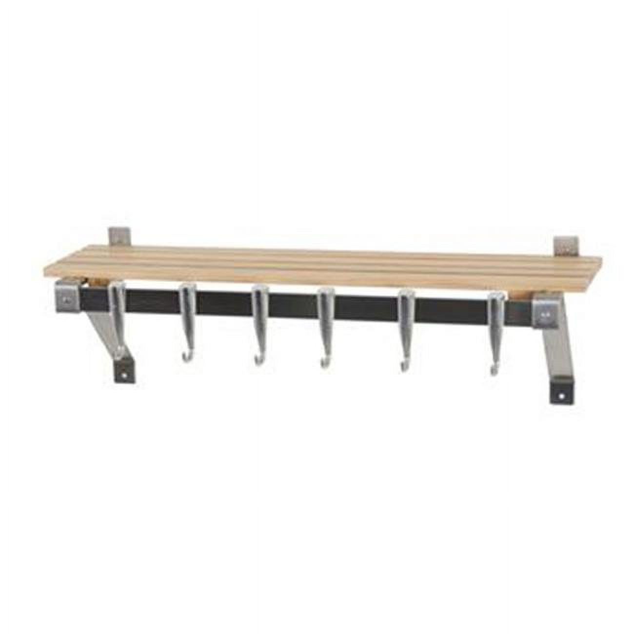 Concept Housewares PR-40322 Innovative 30&apos;&apos; Stainless Steel Track Wall Kitchen Rack With Natural Wood Shelf - image 1 of 4
