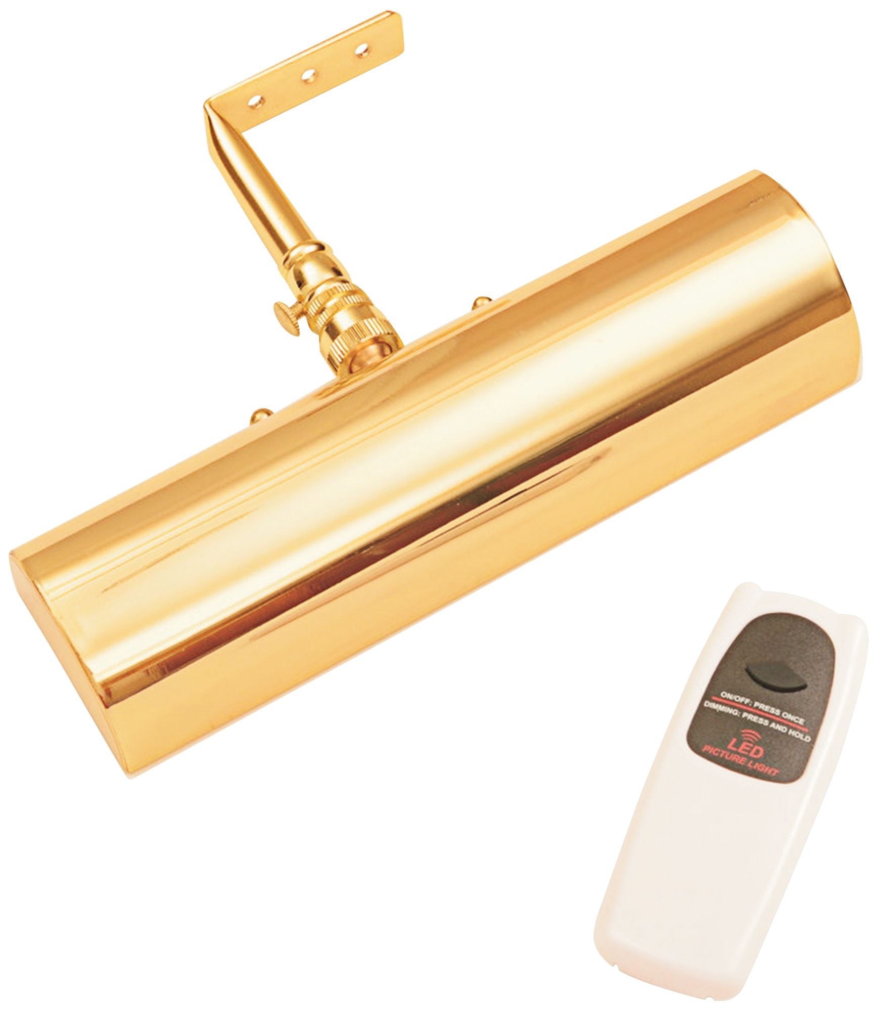 Polished Brass Dimmable Battery Operated Picture Light with Remote