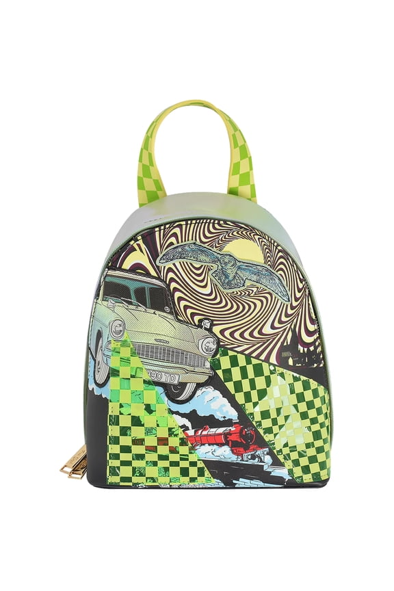 Concept One Fred Segal Harry Potter Mini Backpack, Back to Hogwarts Abstract Small Travel Bag for Men and Women, Multi, 8 Inch