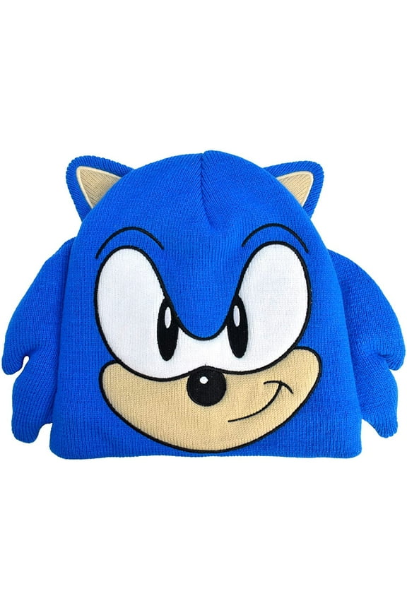 Concept One Sonic The Hedgehog Beanie Hat, Acrylic Knitted Winter Hat with Ears and Quills, Royal, One Size