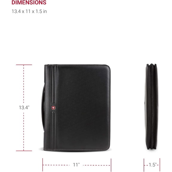 Concept Zippered Padfolio Padded Document Organizer for Business Professionals with File Divider and Refillable
