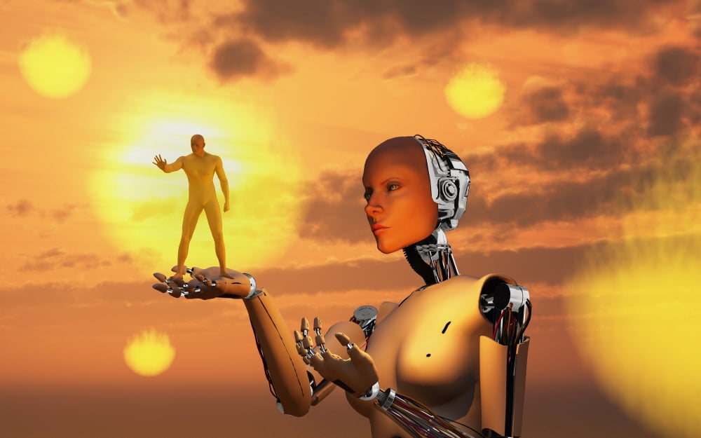 Concept illustrating mankind becoming a slave to robotic technology Canvas Art - Mark StevensonStocktrek Images (36 x 23)