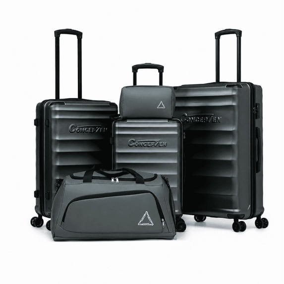 Concepten 5-Piece Hardshell Luggage Set,ABS Material Lightweight Suitcase Set with Swivel Wheels and TSA Lock,Equipped with Sports Handbag and Toiletries Bag