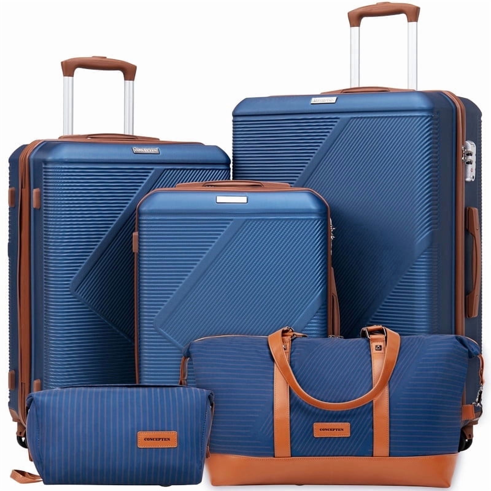 Concepten 5-piece hardshell luggage, lightweight luggage with TSA lock and swivel wheels，Carry On Set with expansion travel bag& Toiletry Bag