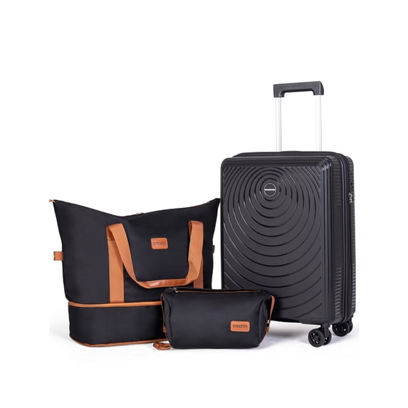 Concepten 3-Piece Carry on Luggage Set, PP Material Hard Shell Suitcase with TSA Lock for Rotating Wheels,Lightweight and Drop Resistant Suitcase