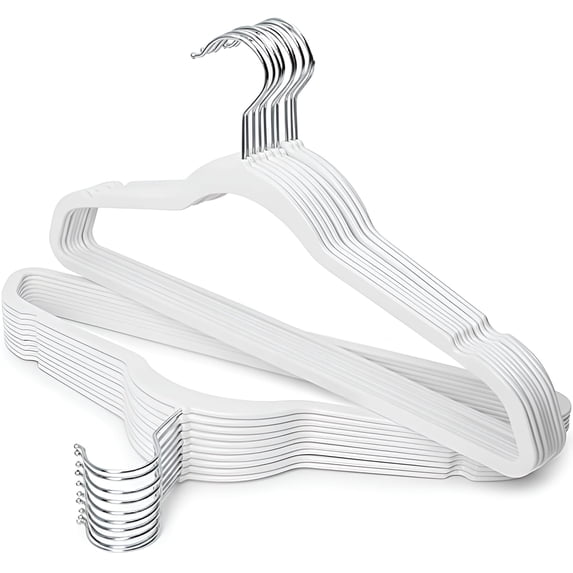 Concepts 20-Pack Heavy-Duty White Plastic Hangers with Silver Swivel Hooks | Slim, Space-Saving Design with Notched Shoulders | Durable Closet Organization for Shirts, Dresses & More