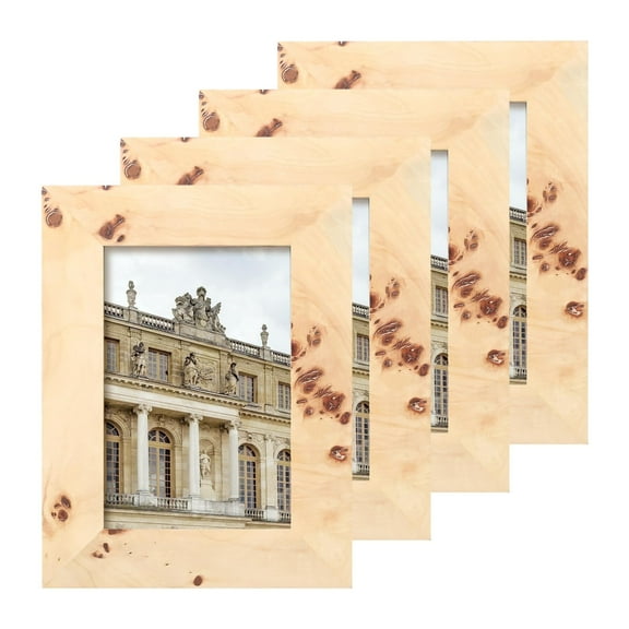 Concepts 4x6 Picture Frames, Natural Burl Wood Photo Frames, Wall Art Frames – Vertical / Horizontal (Set of 4)