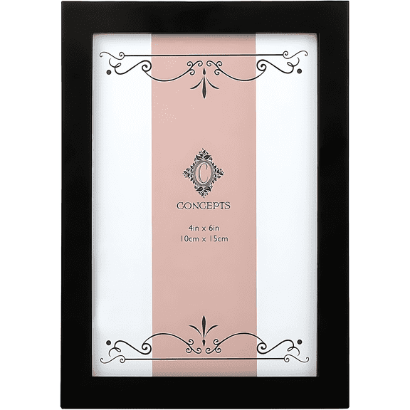 Concepts 4x6 Black Metal Picture Frame French Classic Photo Frames for Family - Elegant Wall Frame and Tabletop Décor