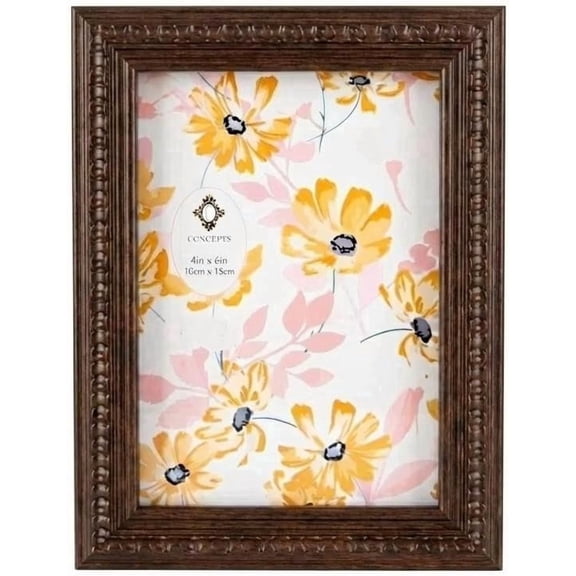 Concepts 4x6 Picture Frames, Dark Brown Ornate Vintage Photo Frames with HD Glass