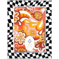 Concepts 4x6 Picture Frames Silver Checkered Retro Photo Frames, HD Glass, Wall Decor/Tabletop Display