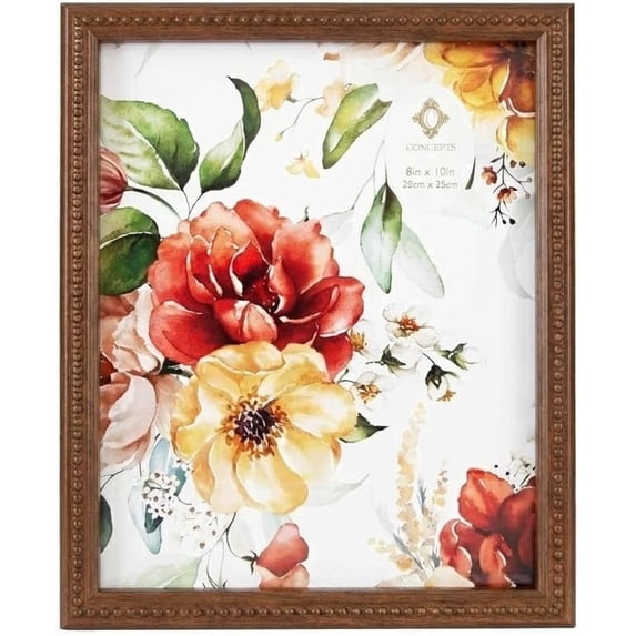 Concepts 8x10 Picture Frames, Brown Ornate Beaded Resin Photo Frames with HD Glass