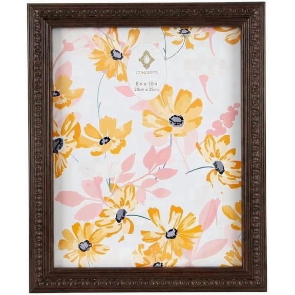 Concepts 8x10 Picture Frames, Dark Brown Ornate Vintage Photo Frames with HD Glass