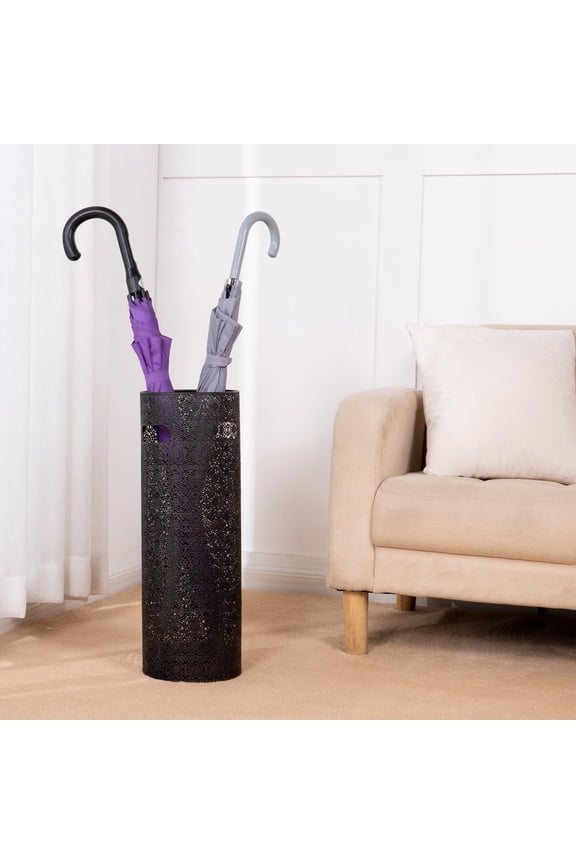Concepts 21 Inch Heavy Duty Metal Umbrella Stand, Decorative Umbrella Holder for Entryway, Indoor Outdoor Umbrella Organizer Storage Rack for Home Office Patio- Black Lace