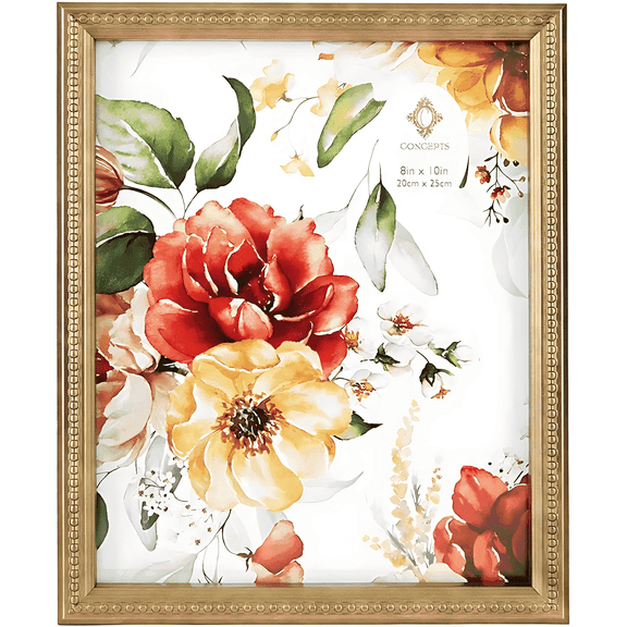 Concepts 8x10 Gold Picture Frames Ornate Beaded Resin Photo Frames with HD Glass