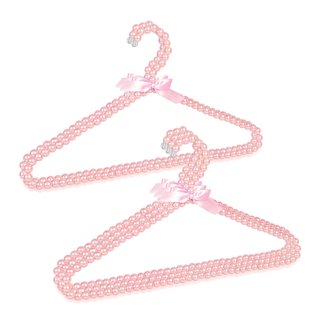 Aimeely Pack Of 5 Pearl Clothes Hangers - Bowknot Beaded, 15.7" Long, For Wedding, Shop, Or Home