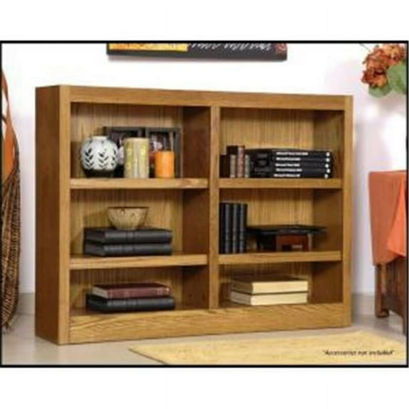 Concepts In Wood  Double Wide Bookcase, Dry Oak Finish 6 Shelves