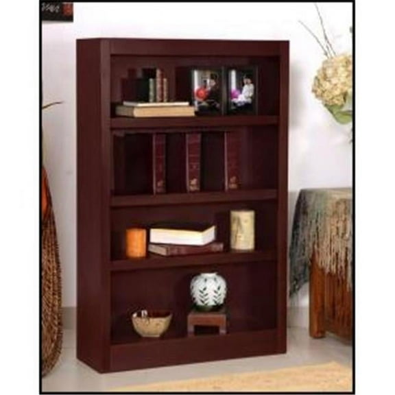 Concepts In Wood  Single Wide Bookcase, Cherry Finish 4 Shelves