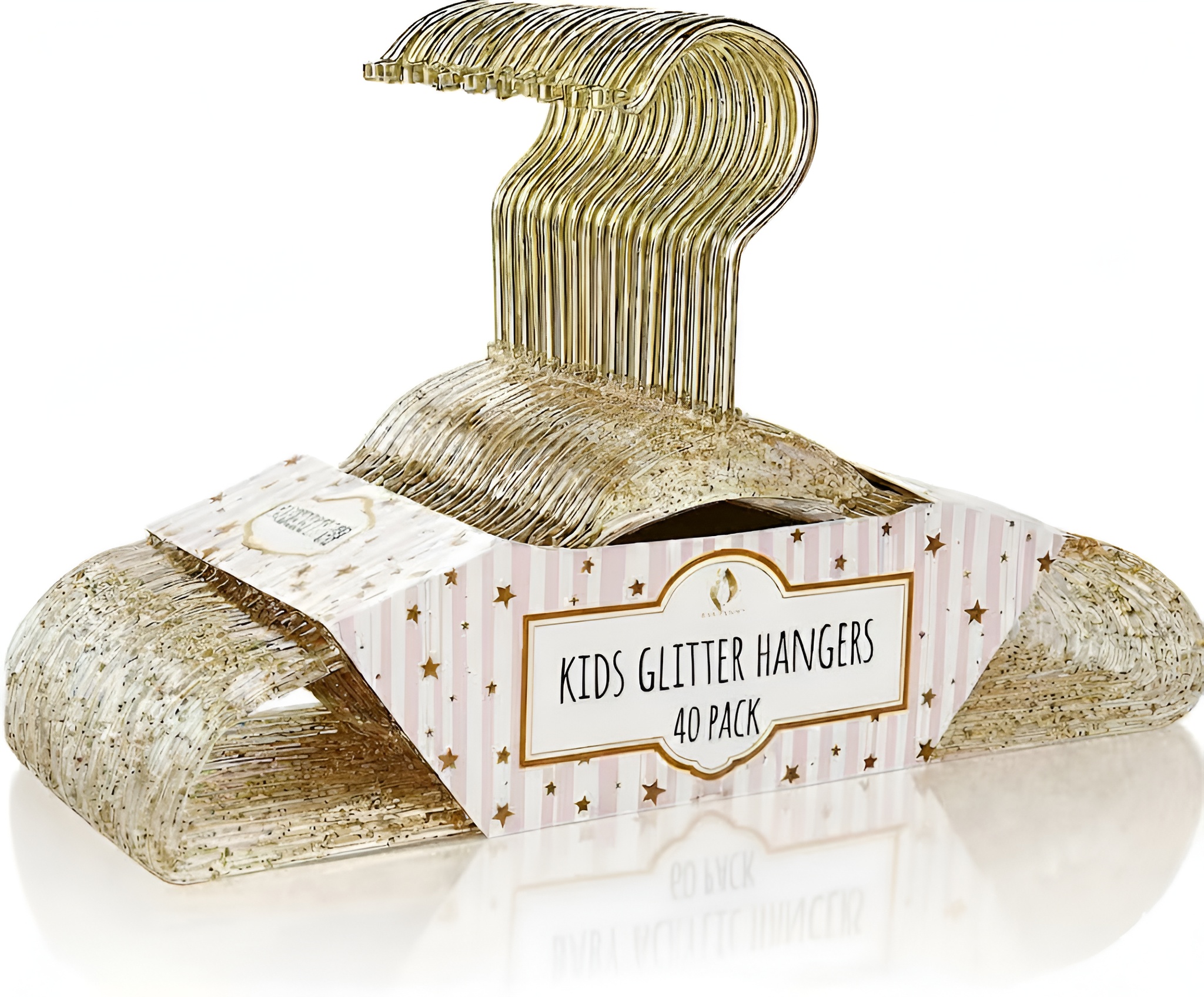 Concepts Kids Hangers, Gold Acrylic Glitter Toddler Hangers with Chrome Hook - Space-Saving Clothes Hanger, 40-Pack