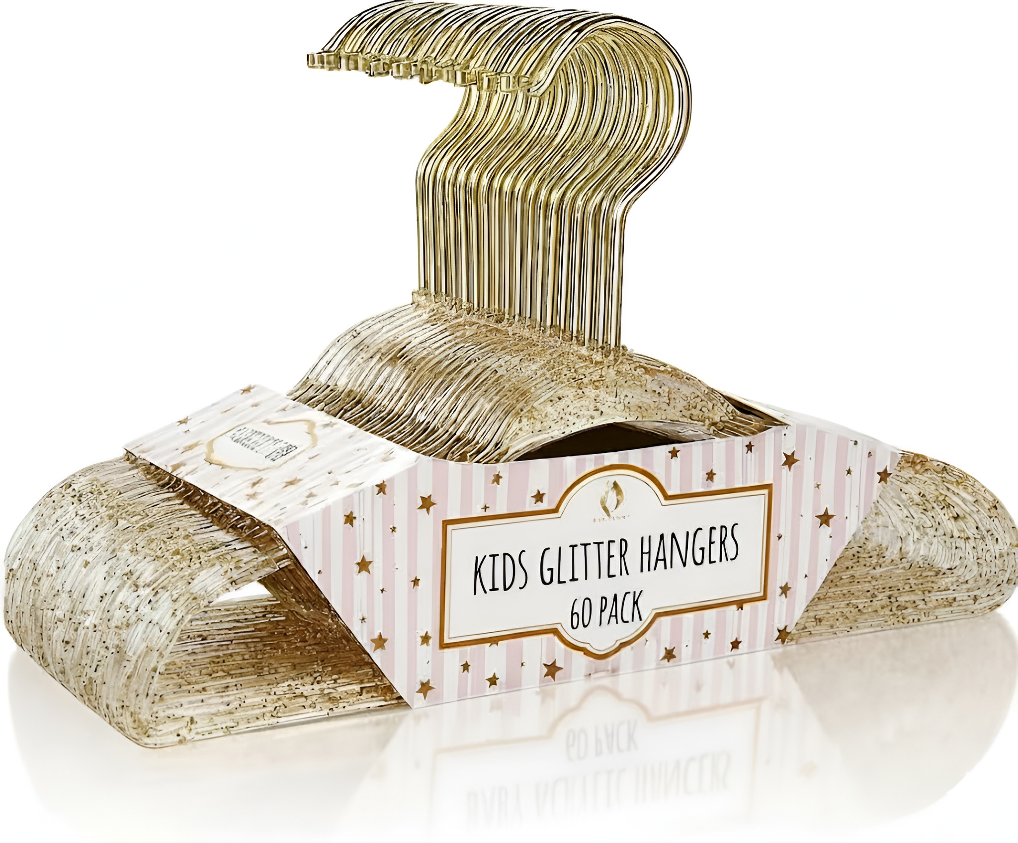Concepts Kids Hangers, Gold Acrylic Glitter Toddler Hangers with Chrome Hook - Space-Saving Clothes Hanger, 60-Pack