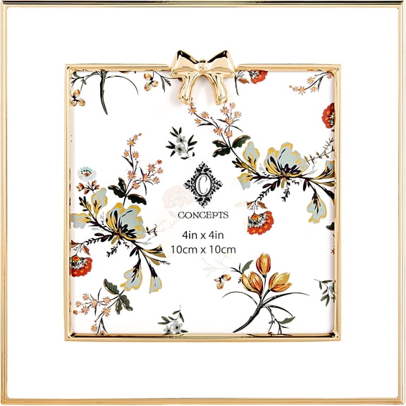Concepts Metal Picture Frames White Gold 4x4 Tabletop Display | Decorative Photo Frames for Home Decor & Keepsake Gifting
