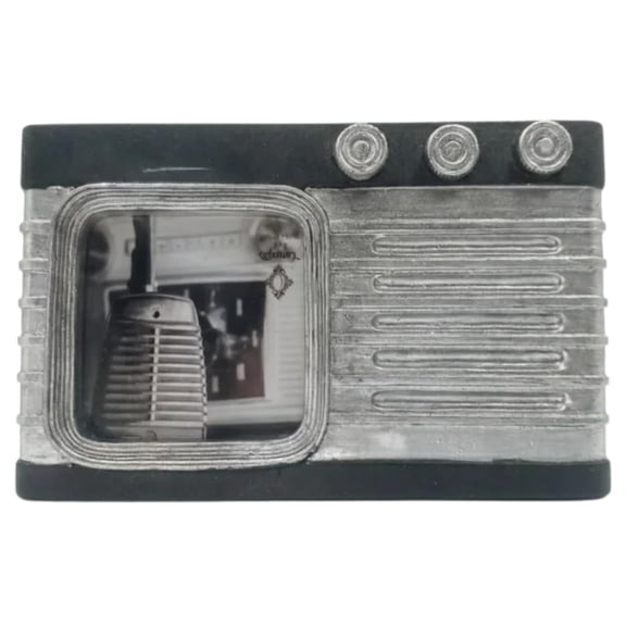 Concepts Pack of 1 - 4x4 Retro Radio Picture Frame | Vintage Audio-Themed Photo Holder for Music Lovers, Office Desks, Shelves & Home Dcor