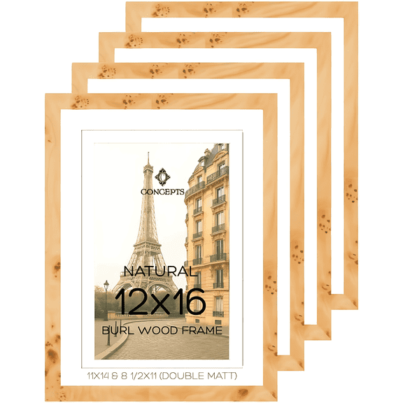 Concepts 12x18 Picture Frames, Burl Wood Photo Frames, Natural Frames for Wall & Tabletop ( Pack of 4 )