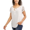 thumbnail image 1 of Concepts T-Shirt Women's Size L White Lace Sleeve Swiss Dot, 1 of 3