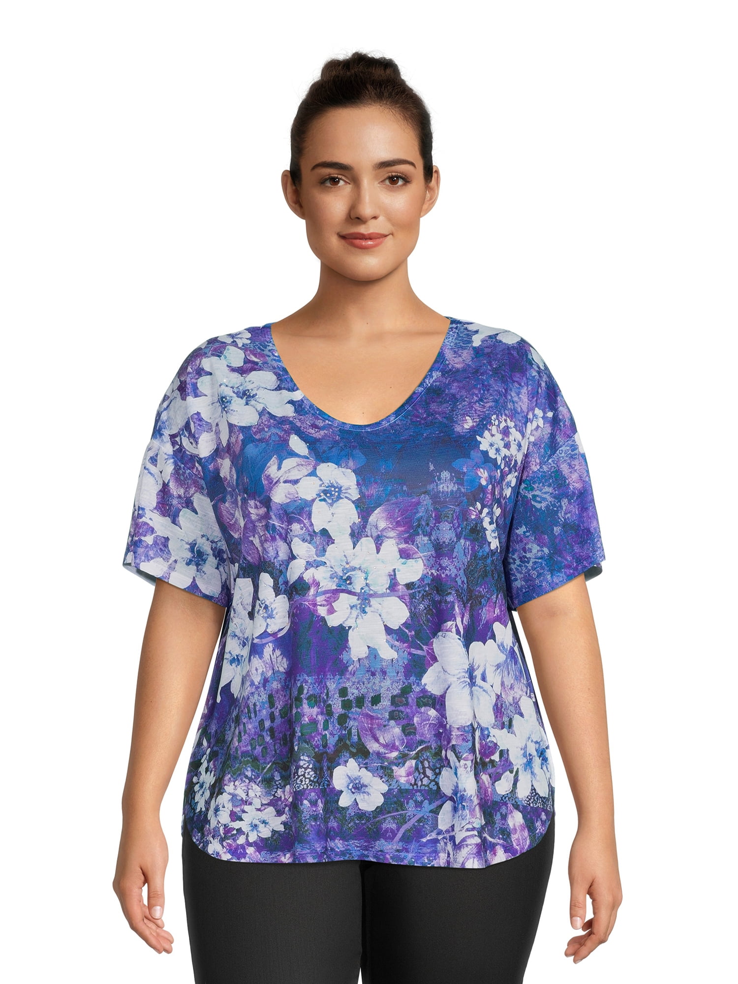 Concepts Women's Plus Size Short Sleeve Sublimation Top - Walmart.com