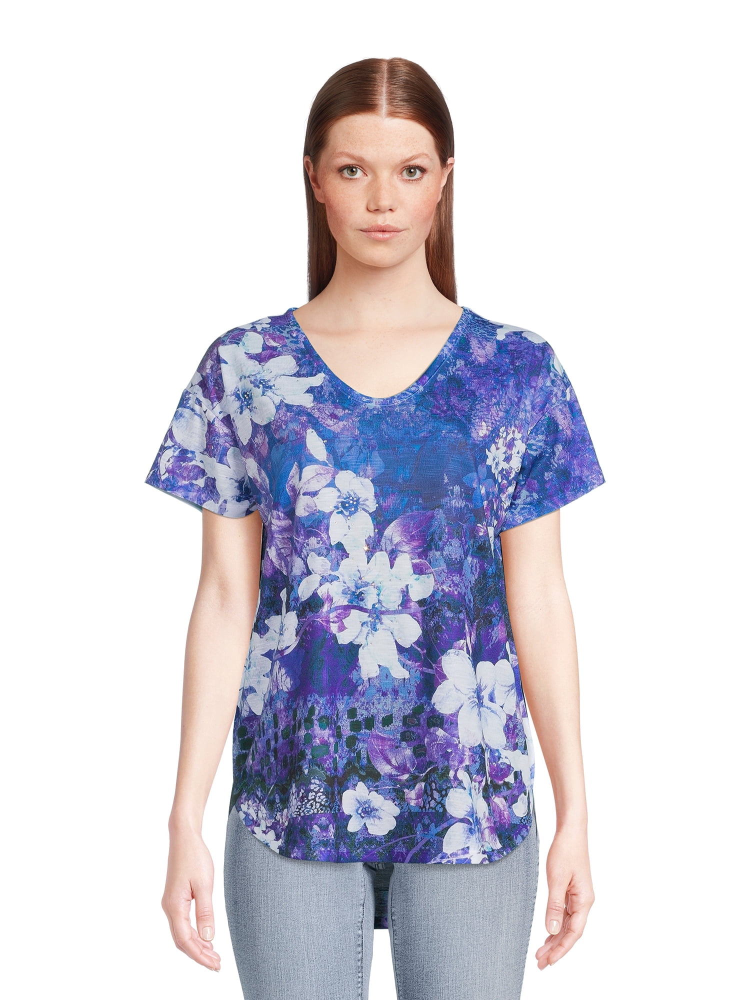 Concepts Women's Sublimation Print Top with Short Sleeves - Walmart.com
