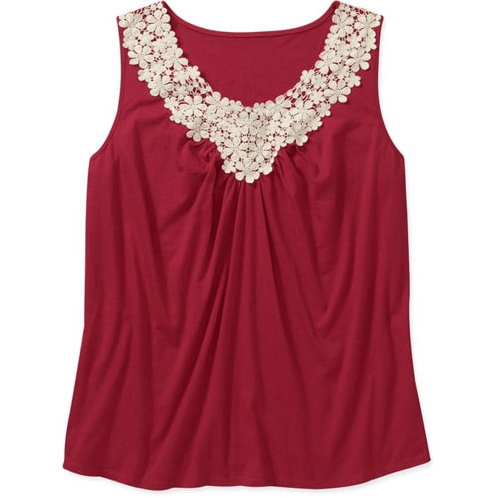 Concepts Womens Lace Trim Banded Bottom Tank Top