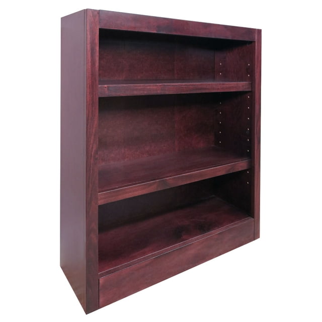 Concepts in Wood 3 Shelf Wood Bookcase, 36 inch Tall - Cherry Finish