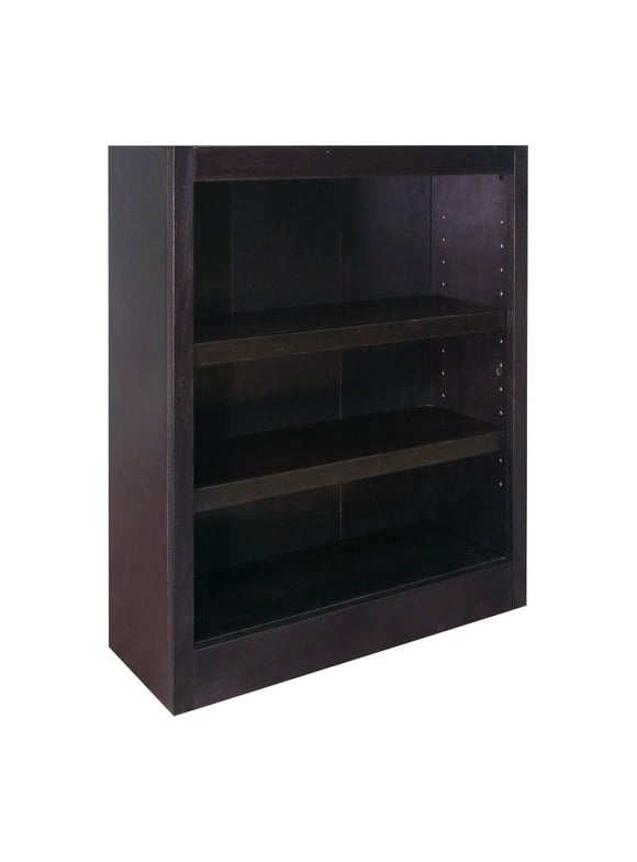 Concepts in Wood 3 Shelf Wood Bookcase, 36 inch Tall - Espresso Finish