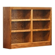 Concepts in Wood 6 Shelf Double Wide Wood Bookcase, 36 inch Tall - Oak Finish