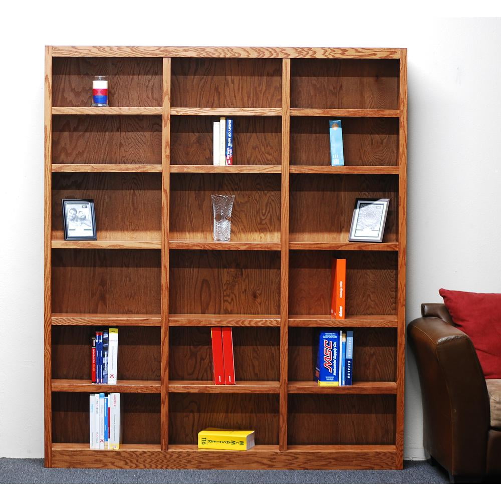 Classic Farmhouse 72" Adjustable Dry Oak Wood Bookcase