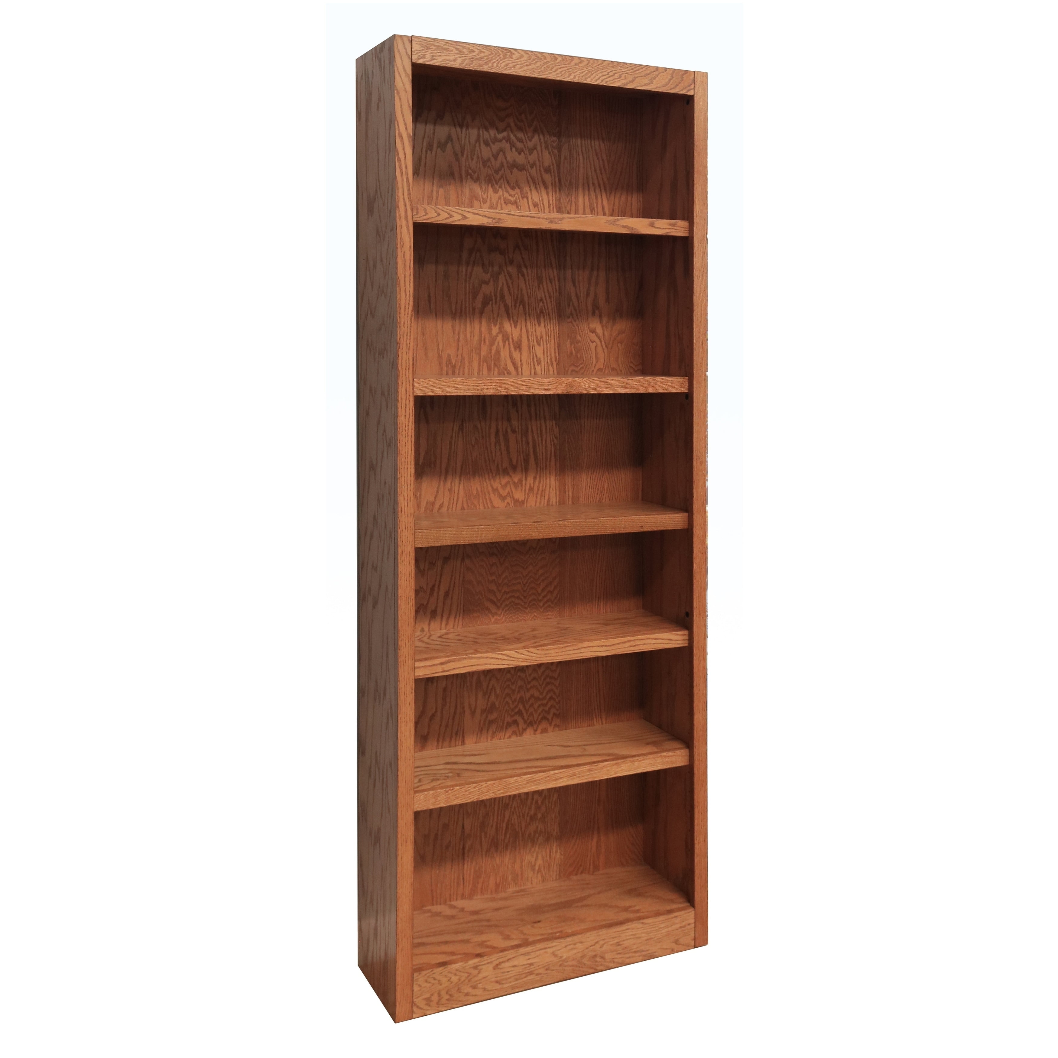 Concepts in Wood MI3084 Single Wide Bookcase 6 Shelves Oak Oak Finish