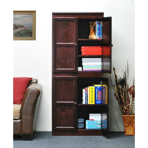 Concepts in Wood Storage Cabinet, 72 inch with 5 Shelves - Cherry Finish