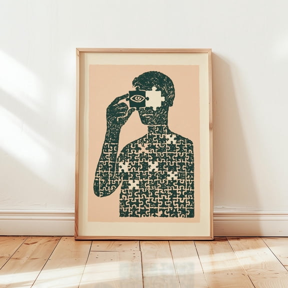 Conceptual Puzzle Figure Poster Minimalist Psychology Paper Wall Art 1