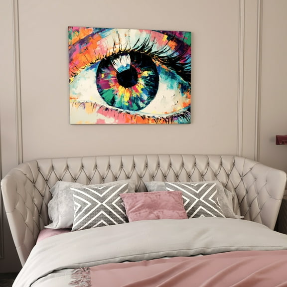 Conceptual abstract picture of the eye colorful wall art 24x18in
