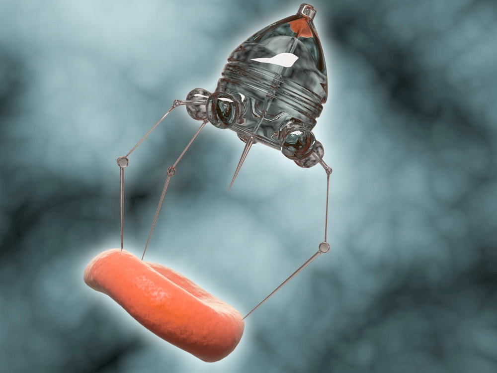 Conceptual image of a nanobot injecting a red blood cell Canvas Art - Stocktrek Images (33 x 25)