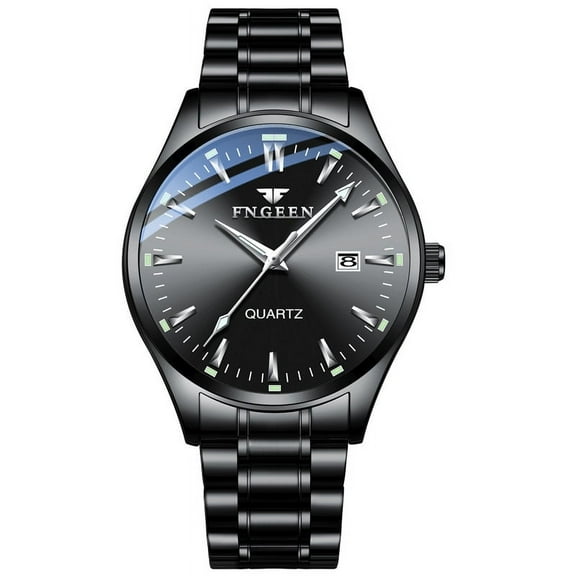 Conceptual trendy men's quartz watch, black in color, with a calendar function. It's a popular online model, ultra-thin, waterproof, and designed for men
