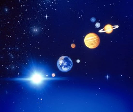 Conceptualized solar system with planets Canvas Art - Panoramic Images (36 x 31)