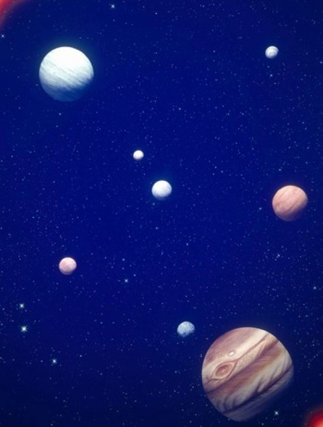 Conceptualized solar system with planets Jupiter in foreground Canvas Art - Panoramic Images (28 x 36)