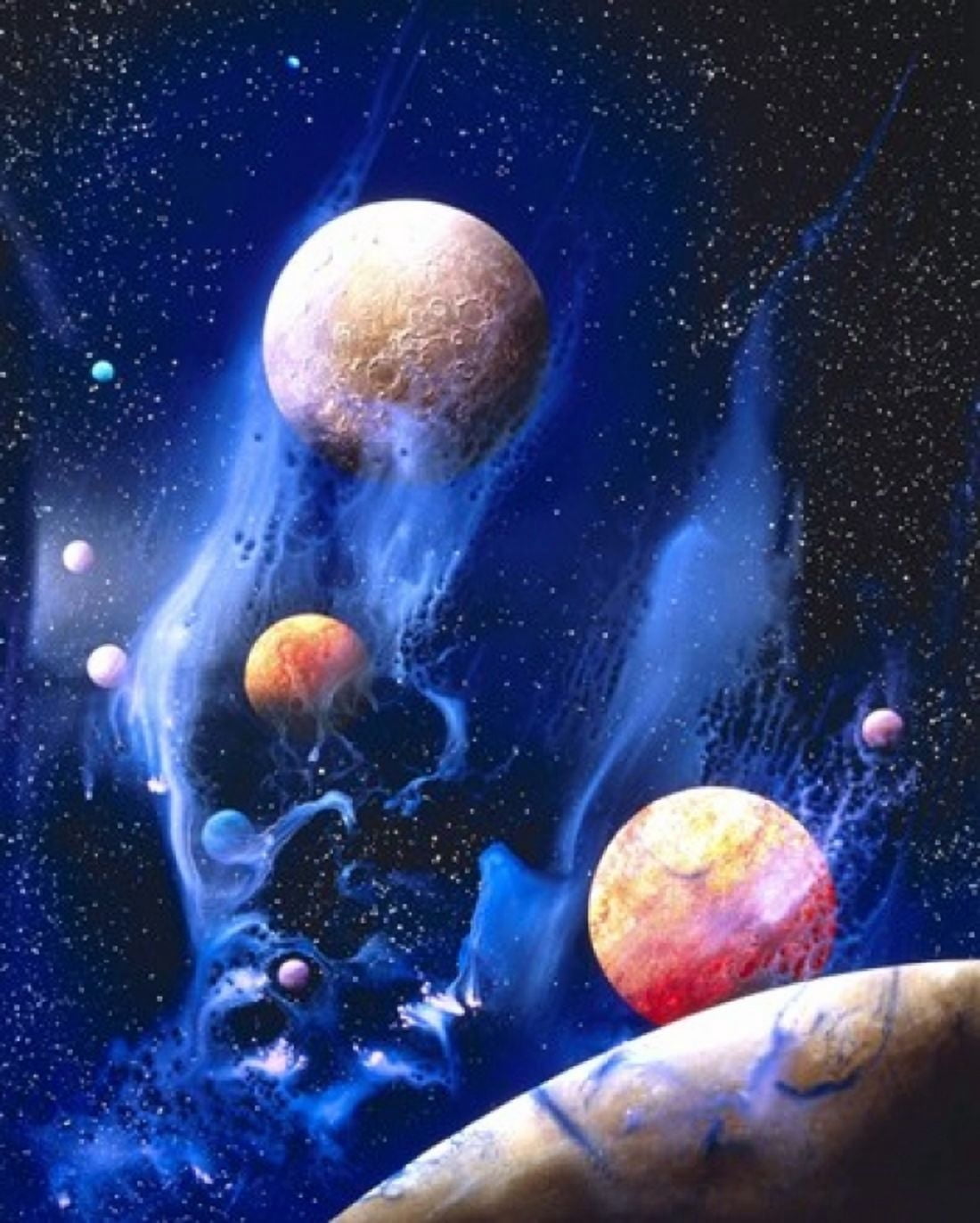 Conceptualized universe with planets Canvas Art - Panoramic Images (20 x 24)