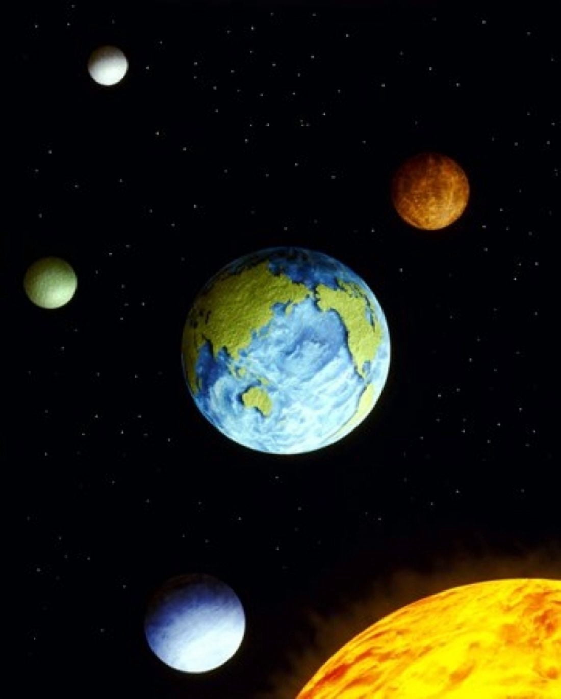 Conceptualized universe with planets Canvas Art - Panoramic Images (29 x 36)