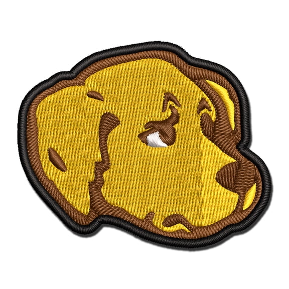 Concerned Golden Retriever Dog Furled Brow Applique Multi-Color Embroidered Iron-On Patch - 2.5 Inch Small