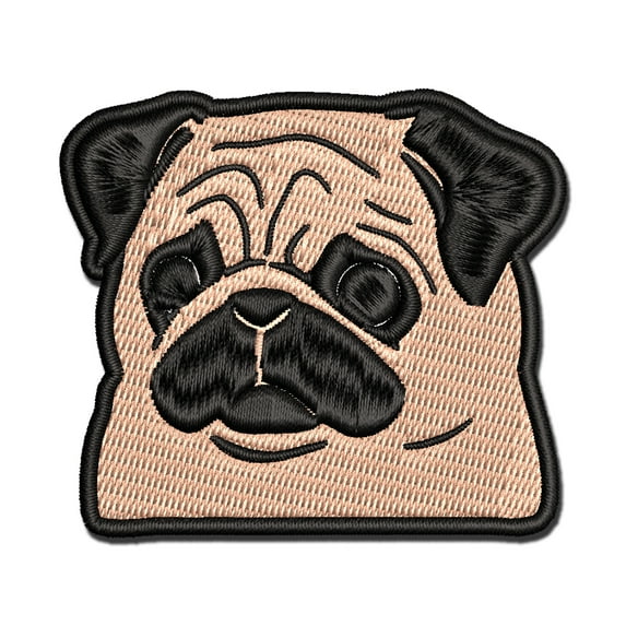 Concerned Pocket Pug Dog Applique Multi-Color Embroidered Iron-On Patch - 2.5 Inch Small