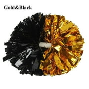 1 Pcs Concert Fancy Competition Flower Double hole handle Cheerleading Cheering Ball Club Sport Supplies Cheerleader Pom Poms Dance Party Decorator GOLD&BLACK