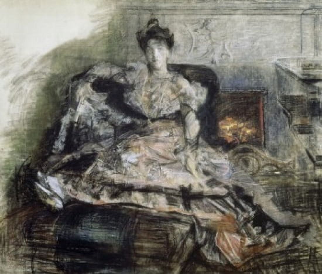 After the Concert (N Zabela-Vrubel by the Fireplace) 1905 Mihail Aleksandrovic Vrubel (1856-1910 Russian) Tretyakov Gallery Moscow Russia Canvas Art - Mihail Aleksandrovic Vrubel (24 x 36)