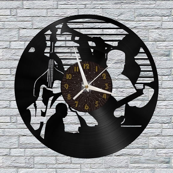 Concert Performance Vinyl Wall Clock, Vinyl Record Clock Wall Art Silent & Non-ticking(12 inchs C)