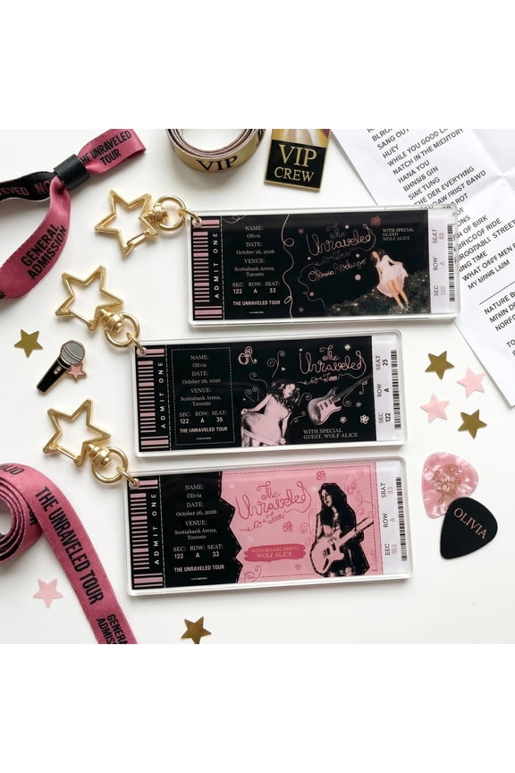 Concert Ticket Souvenir Acrylic Keychain Star Clasp Fan Merch Concert Keepsake, random 1 pack